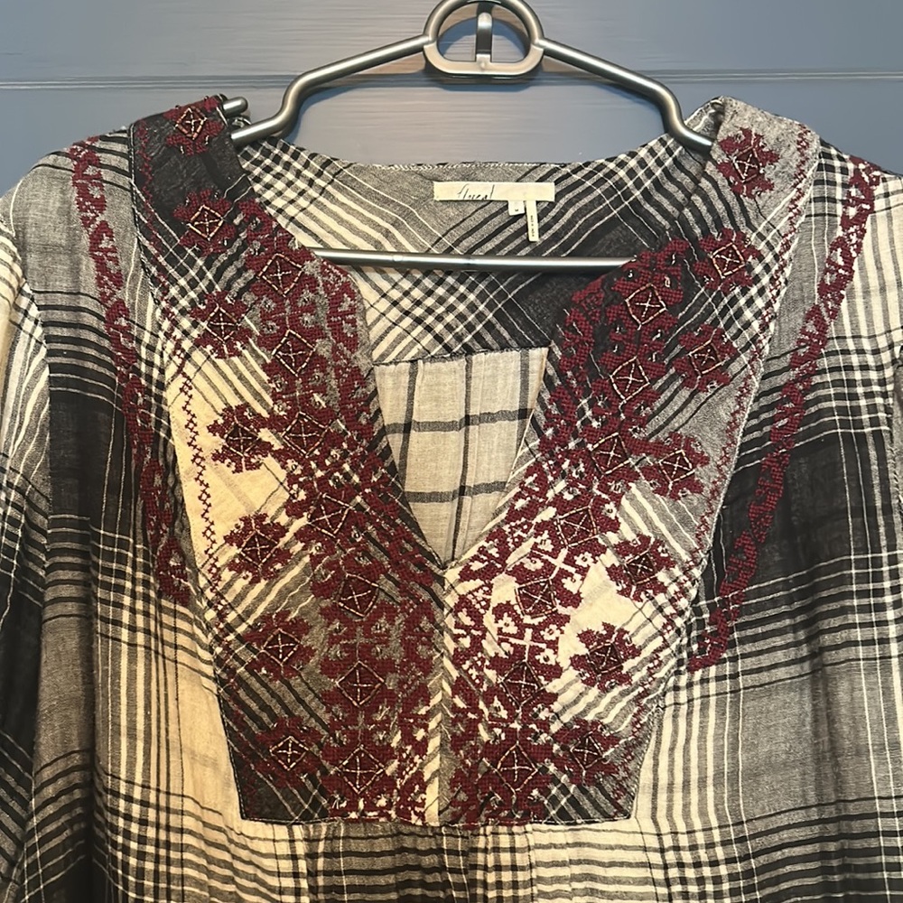 Floreat Beaded Plaid Tunic
